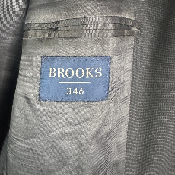 Brooks 346 Blazer Men 46L Black Wool Two Button Business Office Work Sports Coat - Picture 3 of 12